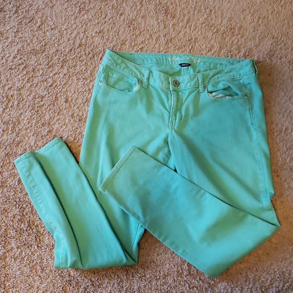 American Eagle mint green skinny jeggings